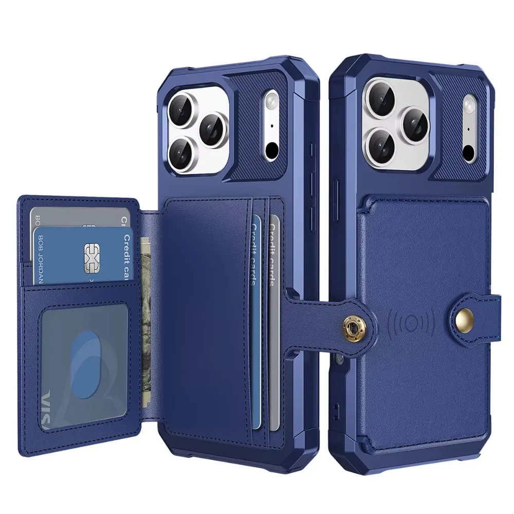 Wallet Phone Case Card Holder for Apple IPhone 18 17 Air 16E 16 15 14 Plus 13 12 Pro Max Hybrid Rubber Bumper Back Flip Cover