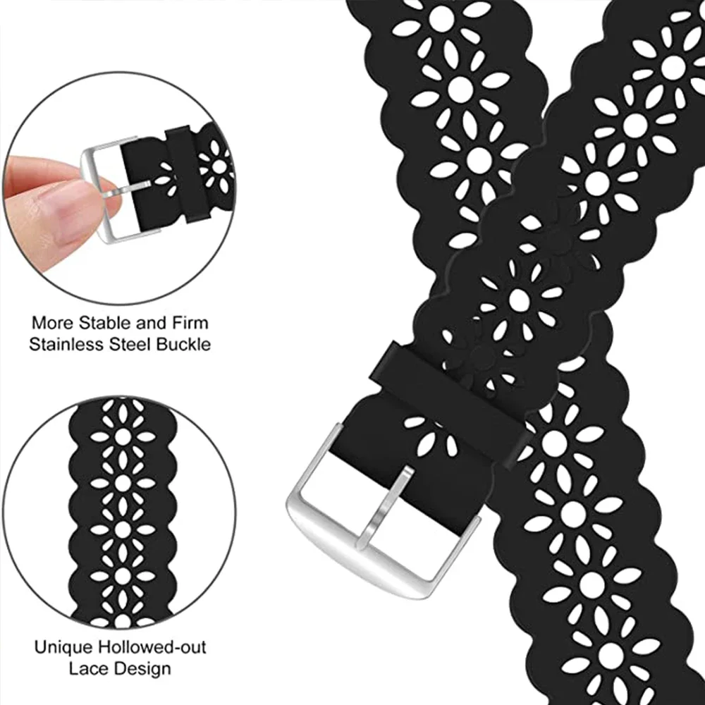 Sport Lace band for samsung galaxy watch 4/5/5 pro/6 classic/Active 2 silicone 20mm 22mm strap women bracelet huawei gt 4-3-2-2e image 6