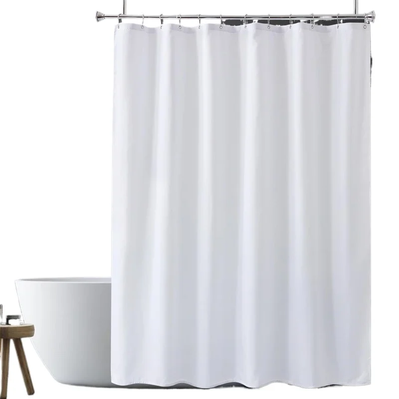 Soft White Shower Curtain Liner Fabric with Weighted Stones, Washable Curtain and Liner 2 in 1, 120G Heavy Duty, 72 x 72 Inches