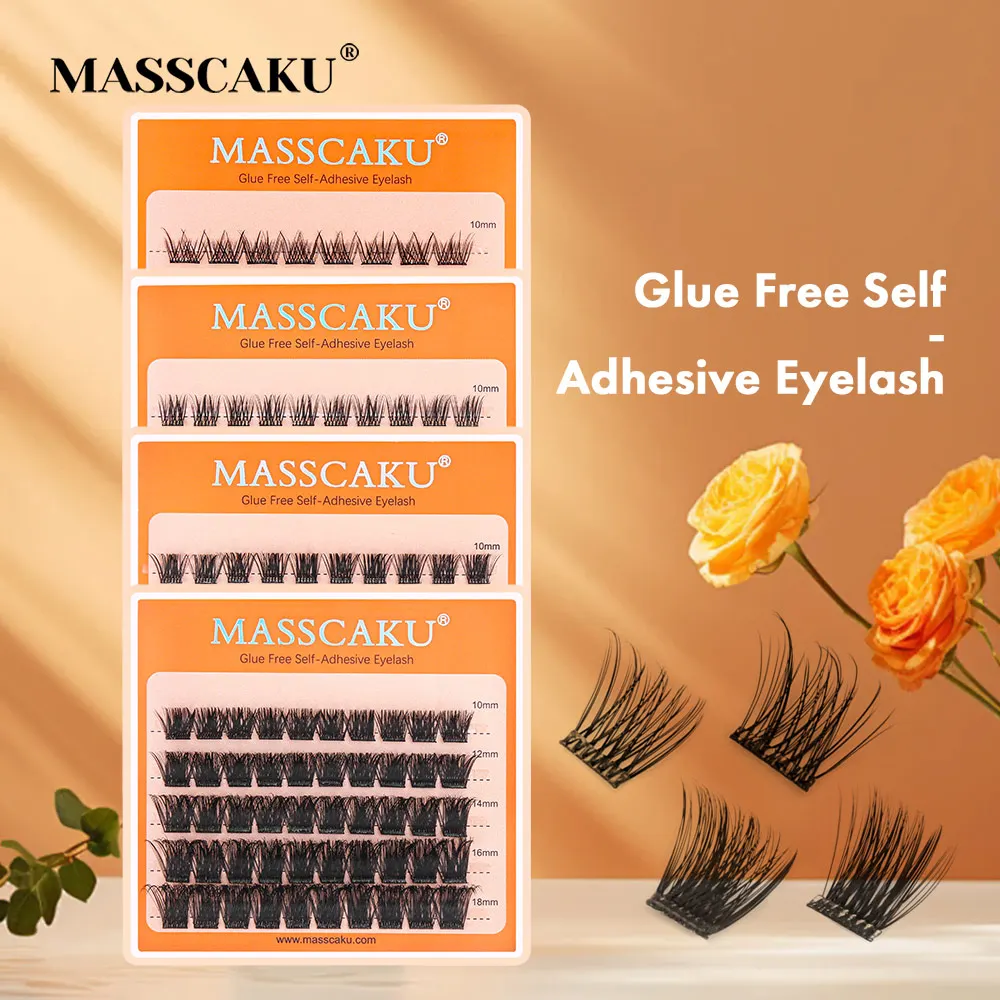 New MASSCAKU Single Cluster 10-18mm D Curl Natural Self-adhesive False Eyelashe Manga Style Sectioned Eyelashes Natural Look
