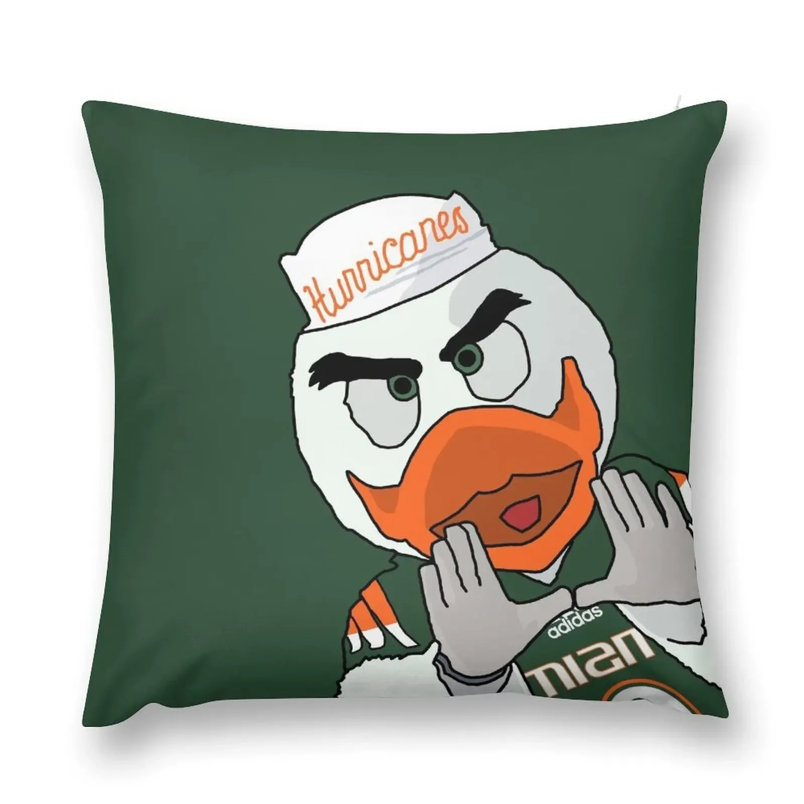 

University of Miami - Sebastian the Ibis Throw Pillow Bed pillowcases Pillow Cases Decorative home decor items pillow