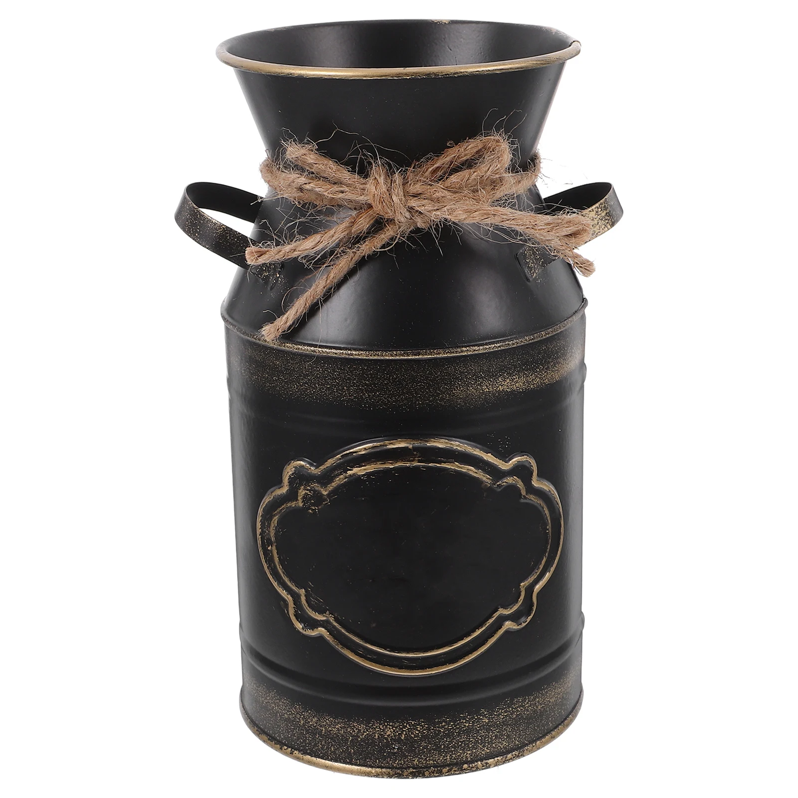 

Vintage Metal Milk Jug Vase Galvanized Iron Rustic Rope Design Farmhouse Decor Dry Flower Display Table Ornament