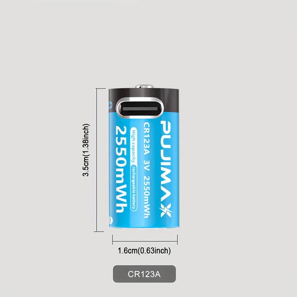 Akumulator litowy CR123A 2550mWh 3V z możliwością ładowania przez Type-C, o wysokiej pojemności, przenośny, z stabilnym wyjściem. — zdjęcie produktu 6