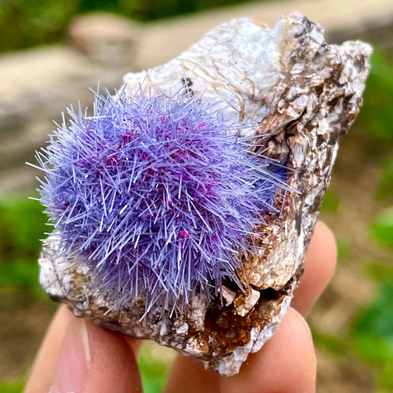Impresionante zeolita de diente de león indio, espécimen Mineral púrpura, decoración del hogar de estilo bohemio, regalo perfecto para el Día de San Valentín, 1 ud.