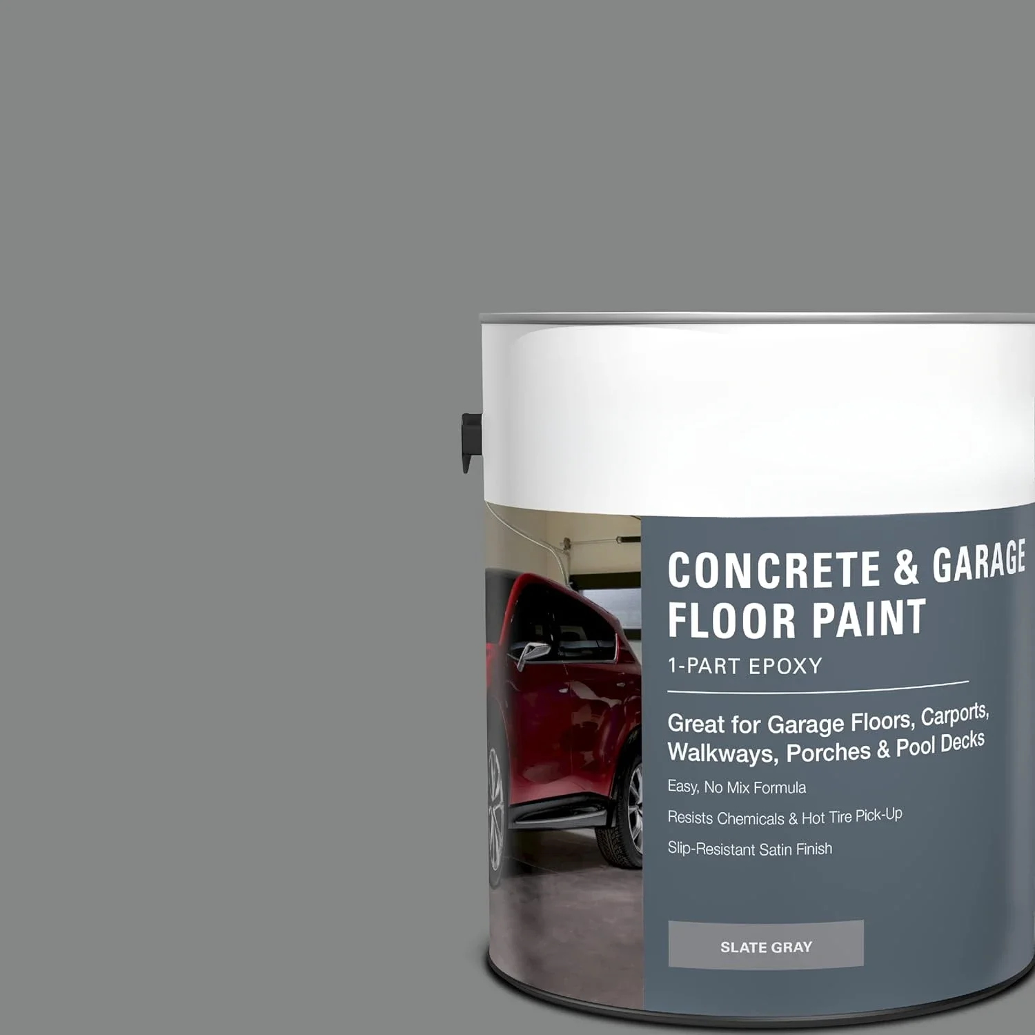 home.1-Part Epoxy Acrylic Concrete and Garage Floor Paint, Interior/Exterior, Satin, Slate Gray, 1 Gallon