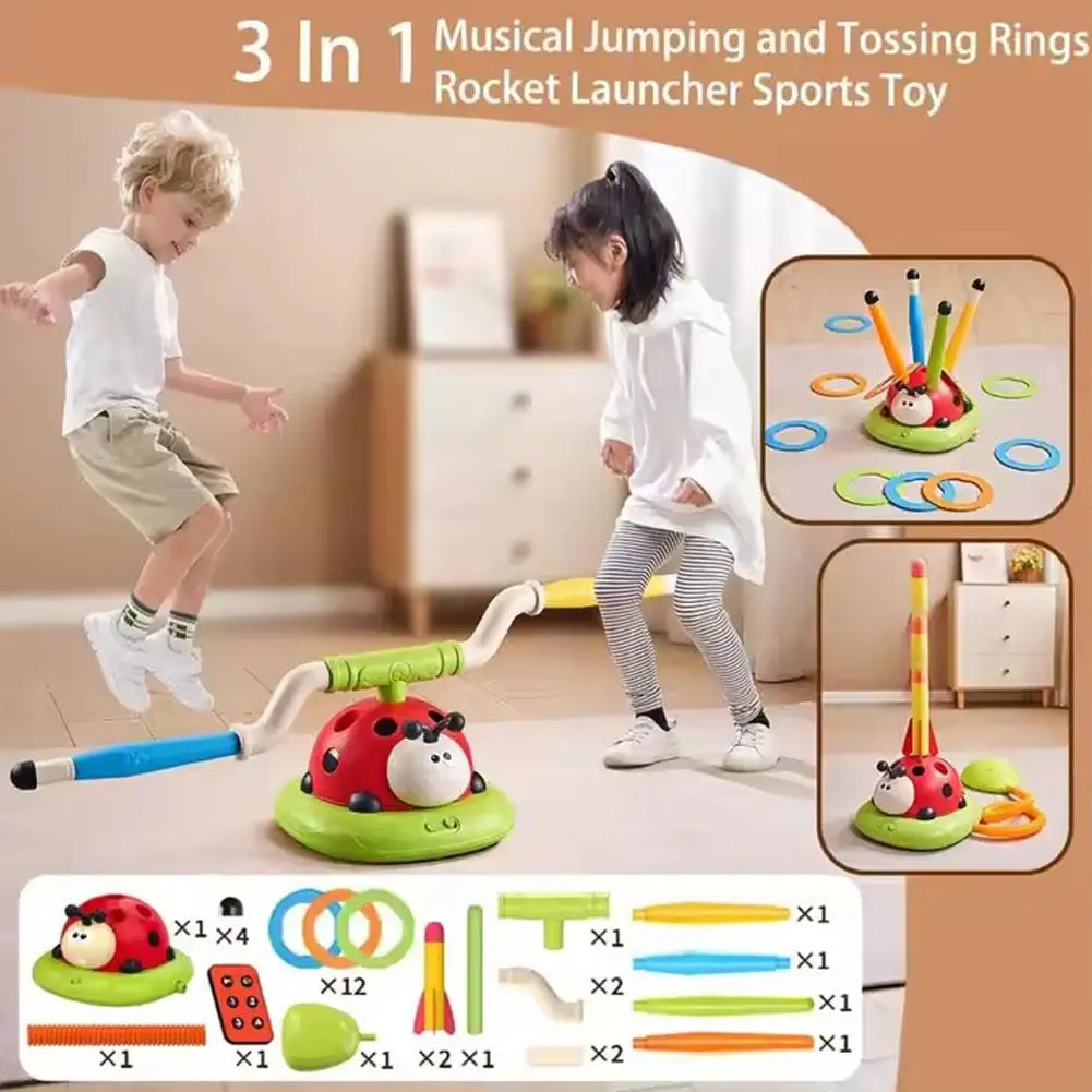 3 In 1 Ladybug Sport Entertainment Exercise Machine Ferrule Toys Multifunction Outdoor Machine Rocket Rope Skipping Jump C5X8