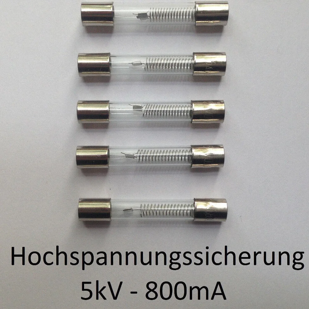 Высококачественный предохранитель для духовки, стеклянная трубка, предохранитель 5 кВ, 0,85 А, 5 шт., высоковольтный предохранитель для микроволновой печи, запасные части для микроволновой печи