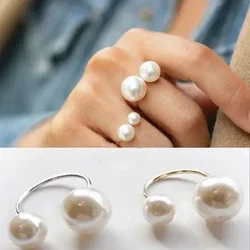 Delysia King Large and small pearl U-shaped open ring