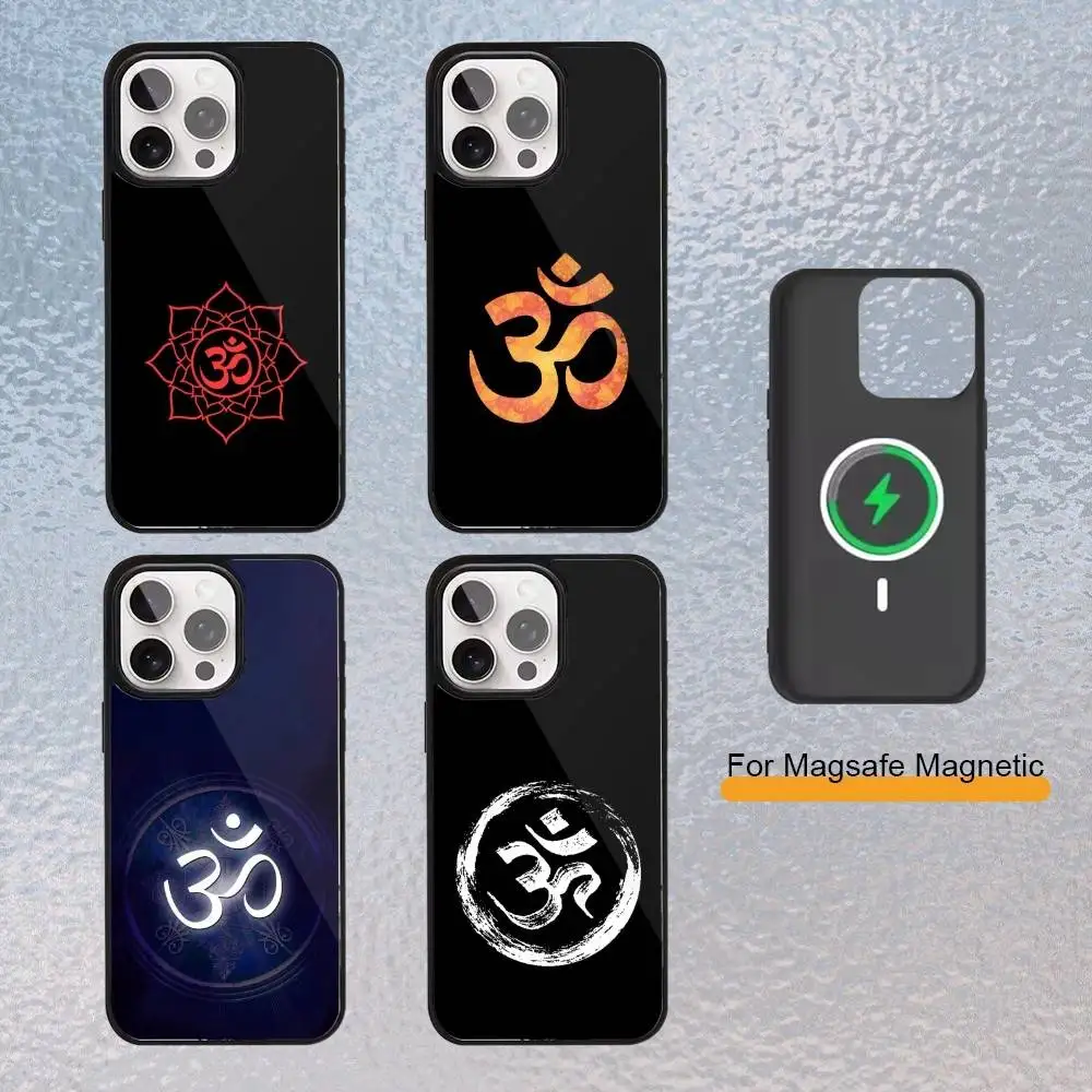 

Indian A-Aum Om Yogas Phone Case For iPhone Magsafe Magnetic 17,16,15,14,13,12,11 Wireless Charging cover