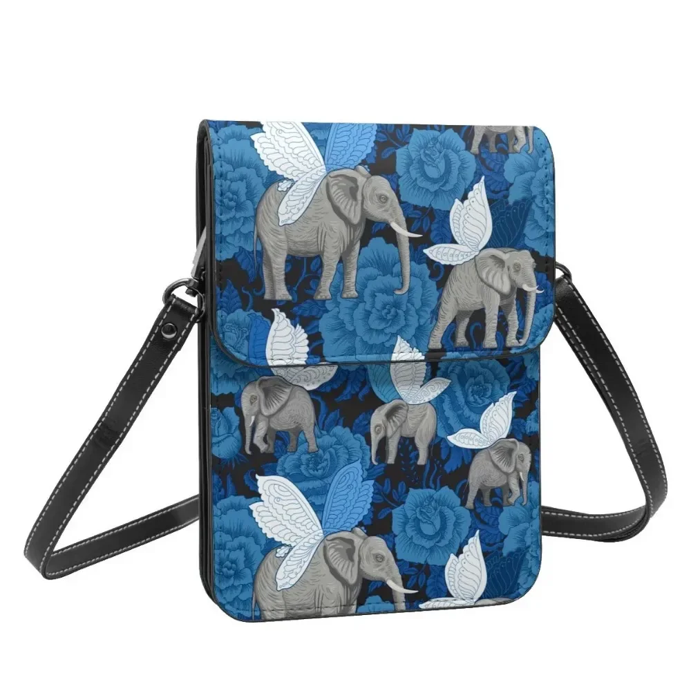 African Elephants Shoulder Bag Fairy Tale Female Gifts Mobile Phone Bag Stylish Leather Work Bags