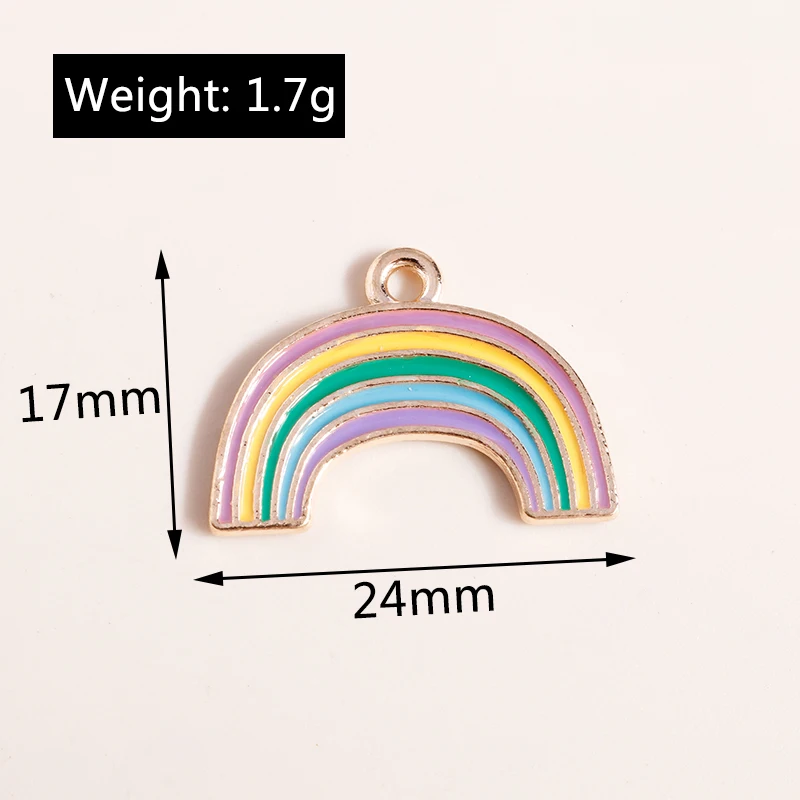 20 Stück niedliche Emaille-Regenbogen-Wolken-Charms-Anhänger für Schmuckherstellung, Halsketten, Ohrringe, Armbänder, Zubehör, DIY-Bastelbedarf – Detail 7