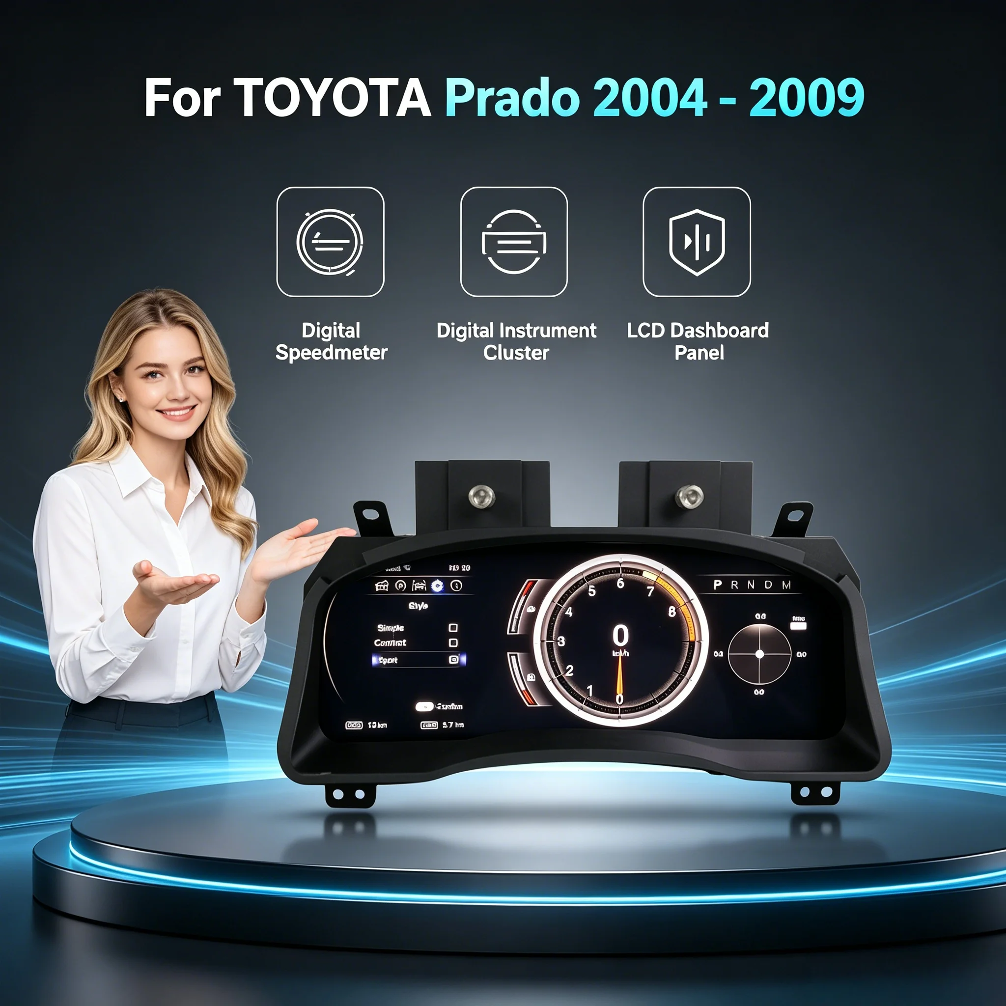 

Car LCD Digital Cluster For TOYOTA Prado 2004-2009 Car Instrument Cluster Display Digital Dashboard Linux System Speed Meter