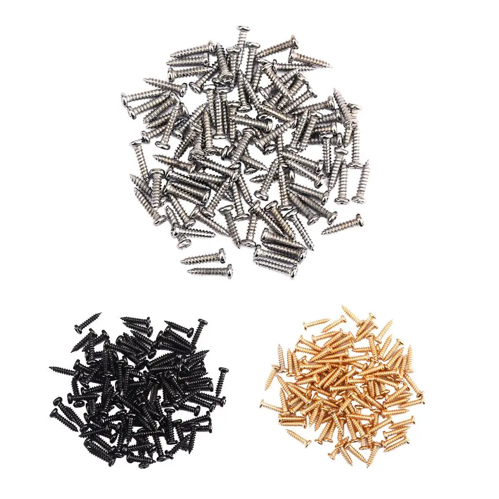 100 Pieces Iron Tuning Peg Tuner Mounting Heads Screws for Guitar Bass Ukulele Mandolin Musical Instrument Replacement Screws