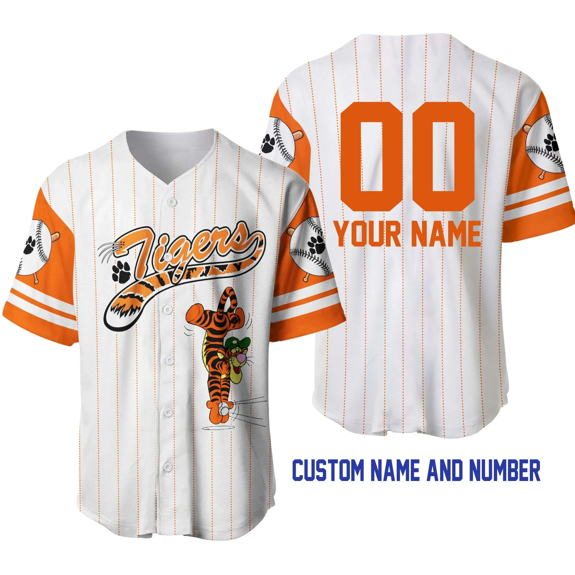

Potdemiel Personalized Winnie The Pooh Tigger Doesn't Jump They Bounce Custom Kids Youth Adults 3D Baseball Jersey Birthday Gift
