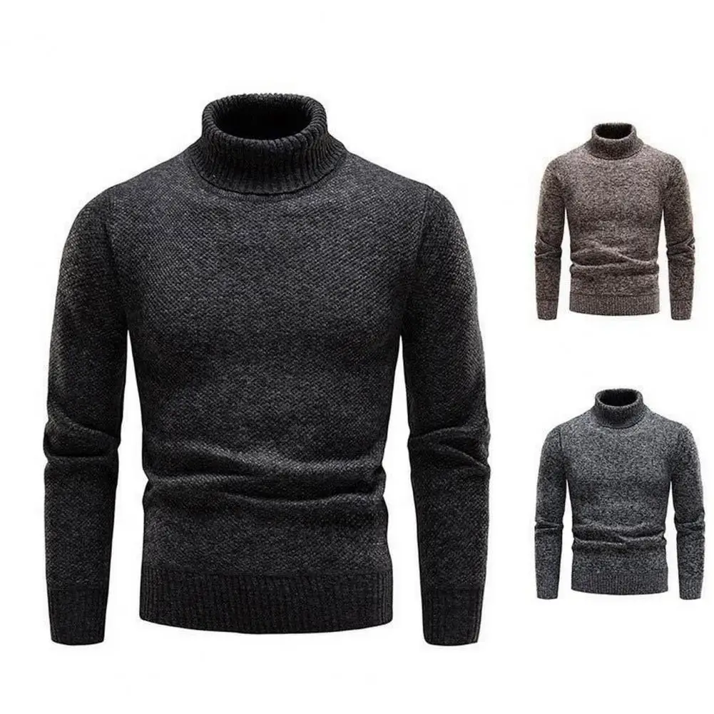 Suéter de Cuello medio alto para hombre, suéter de punto, cálido, ajustado, elegante, acogedor, Otoño e Invierno