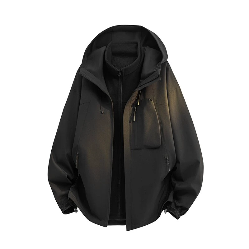 

Three-in-One Windproof Outdoor Hooded Jacket with Removable Polar Fleece Inner Layer 2025 Autumn Winter Warm Coat Top Men's Sets