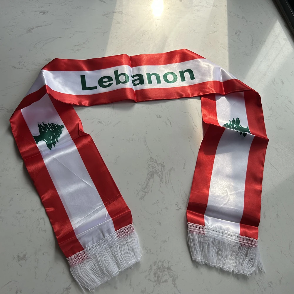 SKY FLAG Custom Lebanon Scarf 14*135cm Double Sided Printed Lebanon Scarf Banner For Holiday Event Decoration