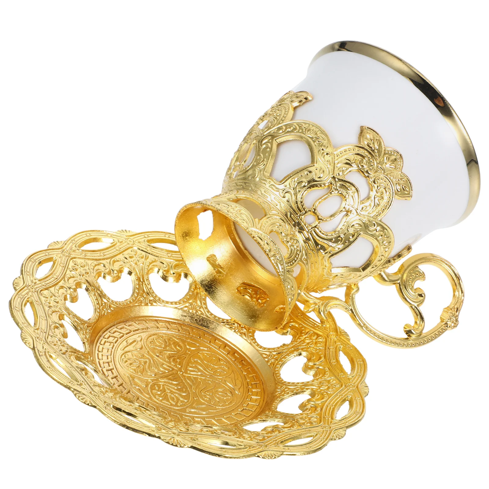 

1Set Coffee Cups Set Turkish Vintage Design Espresso Cappuccino Cup Saucer Reusable Small Tea Mugs High Durability Easy Clean