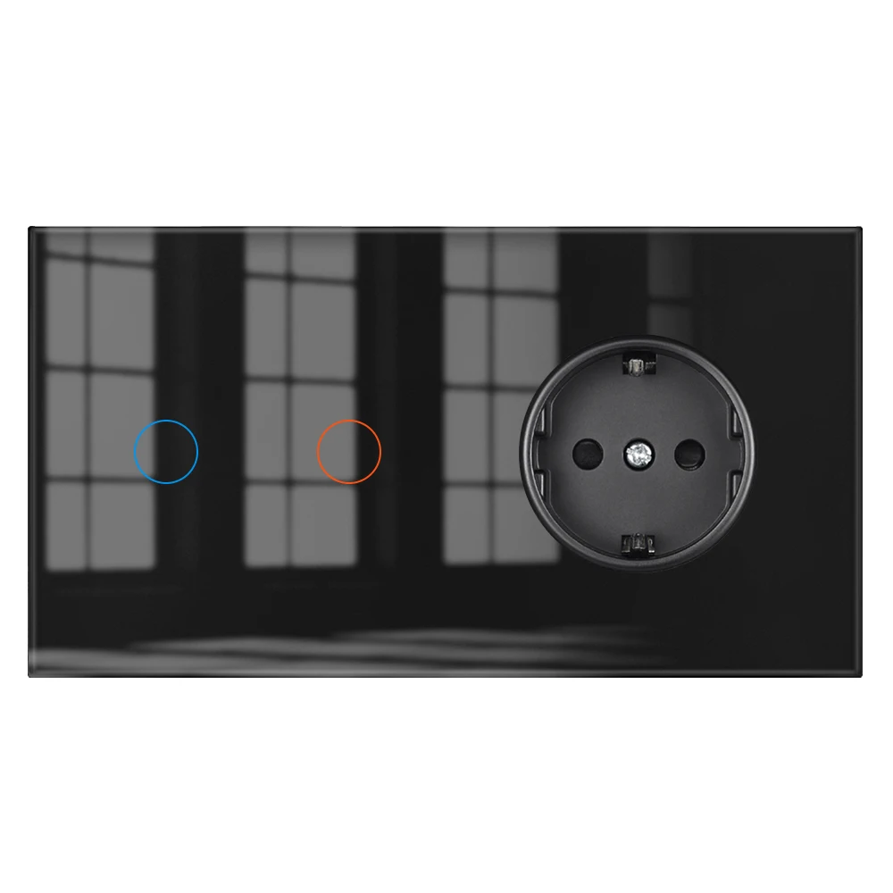 

VISWE EU Standard Touch Switch and Socket 220V 16A Full Mirror Tempered Glass Panel Electrical Outlets 1/2/3Gang Sensor Switch