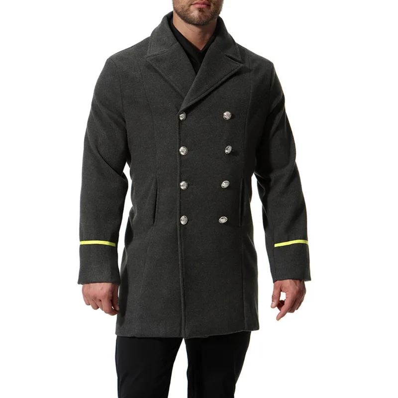 Autumn New Woolen Casual Fashion Woolen Coat Coat Medium and Long Men's Trench