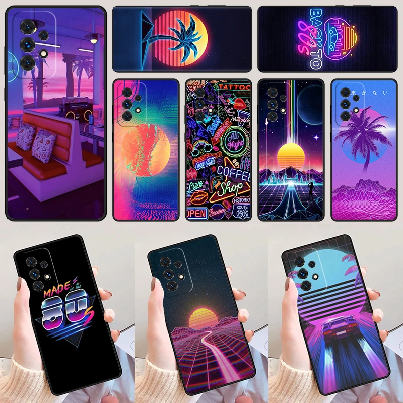 Neon Retrowave 80s Vintage Art phone case For Samsung Galaxy A42 A31 A40 A51 A71 A32 A80 A91 A52 A72 A20e A21S A50 A70 A11 A12