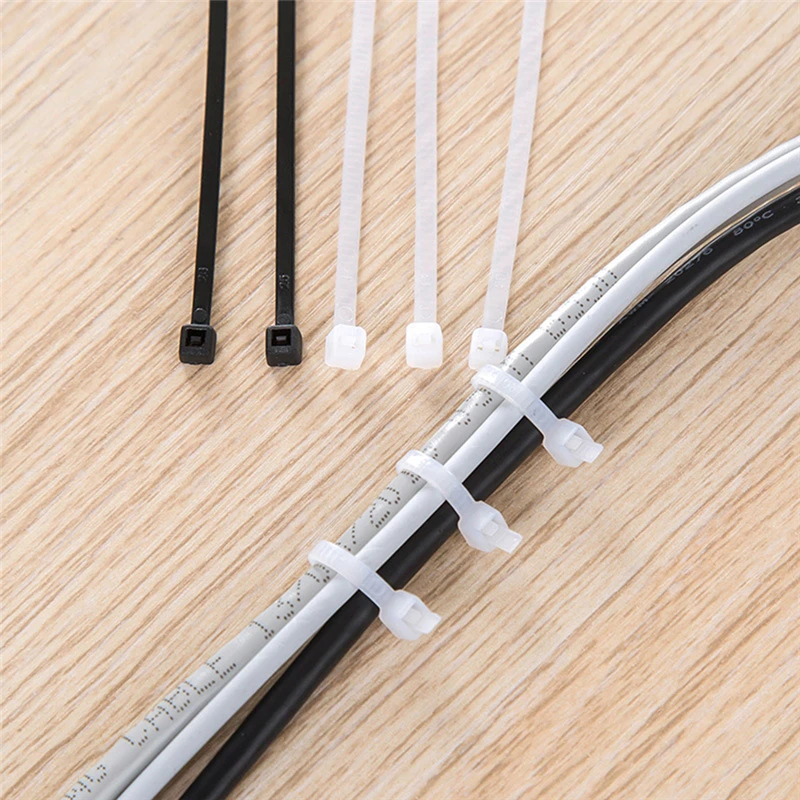 100PCS (Width 1.8mm ) 3 X 60/80/100/120/150/200mm White Black Milk Cable Wire Zip Ties Self Locking Nylon Cable Tie