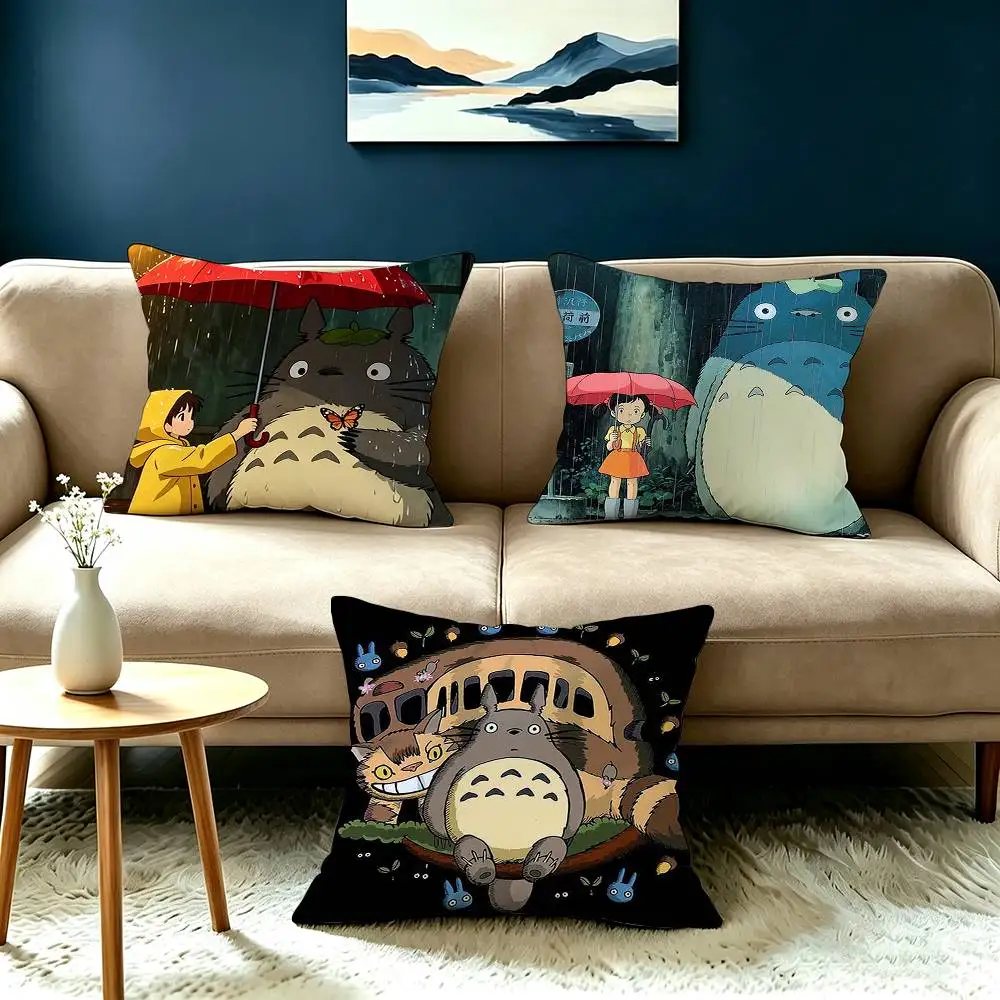 Japan Hot Anime T-Totoro Square Double-Sided printed Pillow Case Bedroom Bedside Pillow Sofa Cushion Cover