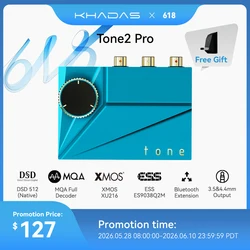 Khadas Tone2 Pro Mini Desktop Headphone Amplifier DAC Digital Analog Converter with 4.4/3.5/RCA Output MQA DECODER