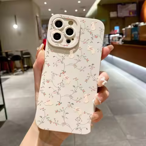 Rabbit Flower Solid Color Frosted Phone Case For Xiaomi Mi 13 12 11 Lite 5G 14 13T 12T 12X Poco M6 X6 X5 X3 F5 F6 Pro Soft Cover