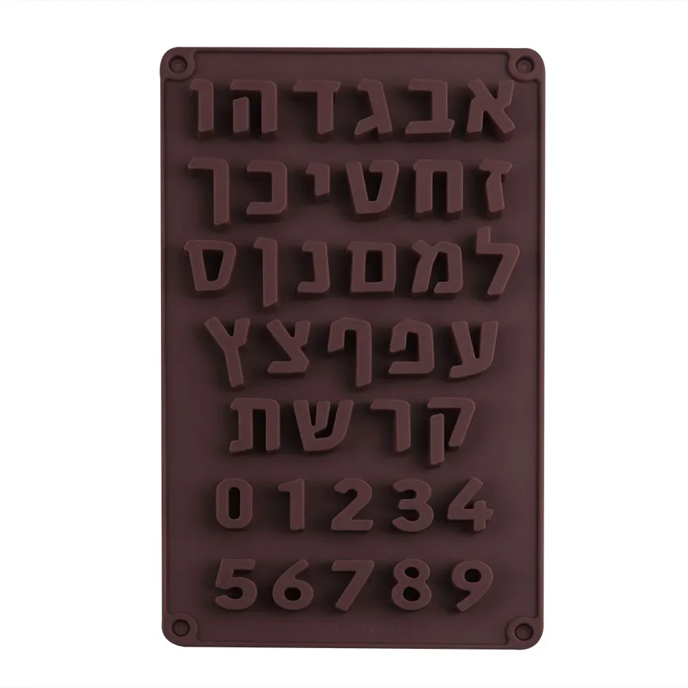 

3D Hebrew Letters Silicone Mold Alphabet Chocolate Numbers Mold Cake Fondant Baking Form Cake Decorating Tools Tray Cookie Mould