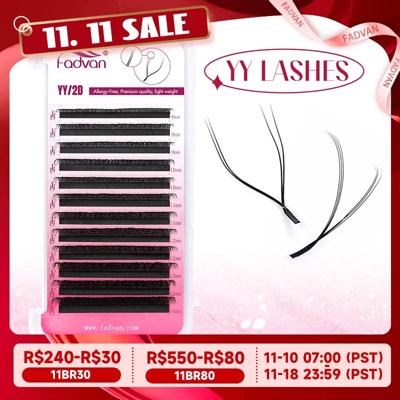 FADVAN YY Shape Lashes 2D 0.07 Faux Mink C/D 8-15mm Natural Soft Brazilian Eyelash Premade Volume Fan Lashes Extension