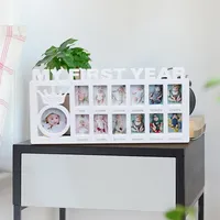 Ylsteed My First Year Baby Keepsake Picture Frame 0-12 Month Monthly Growth Photo Frame Souvenirs Newborn Photography Props