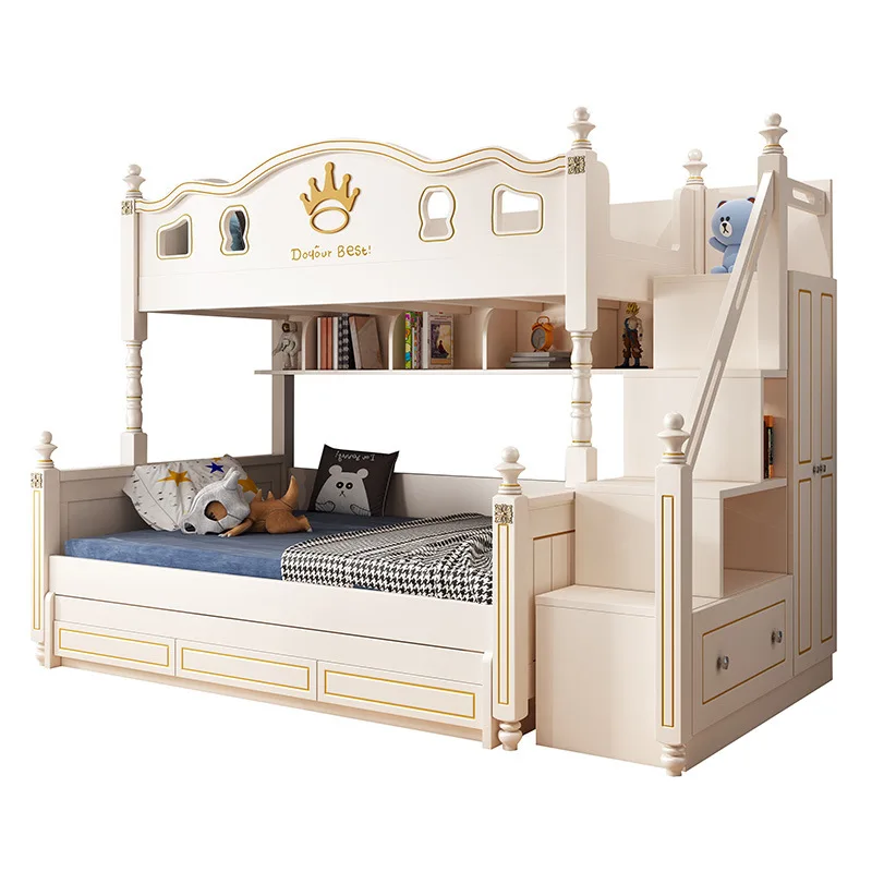 

Best Selling Comfortable Modern Children's Bedroom Wooden Bunk Bed with Drawers and Slide