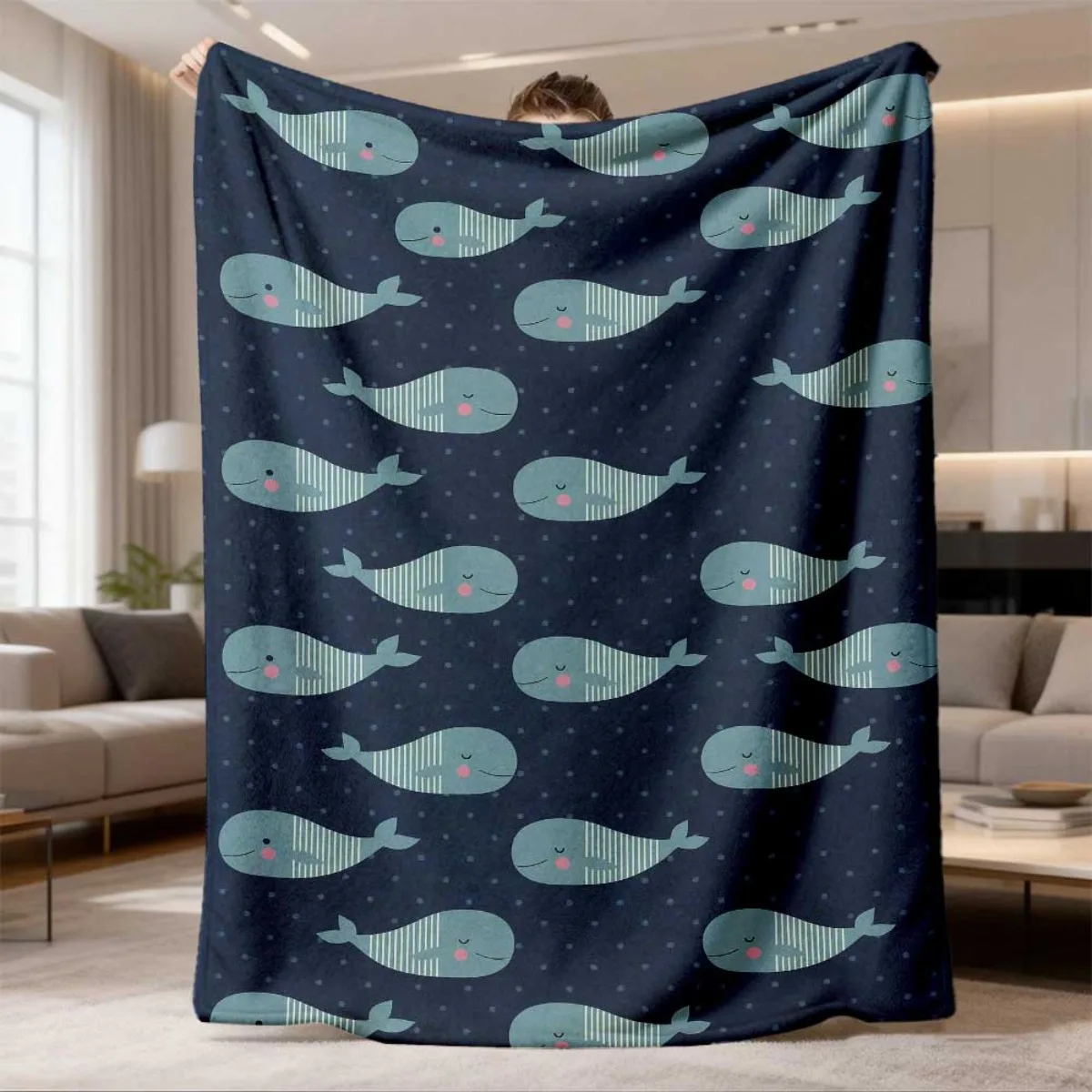 Sardine Blanket Modern Throw Blankets Mediterranean Fish Bed Cover Vintage Cute Heart Retro Aesthetic Living Room Sofa