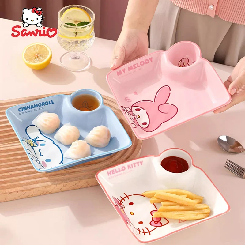 Sanrio My Melody Ceramic Dish Cartoon Cute Home Breakfast Plate Hello Kitty Plate Home Supplies Tableware