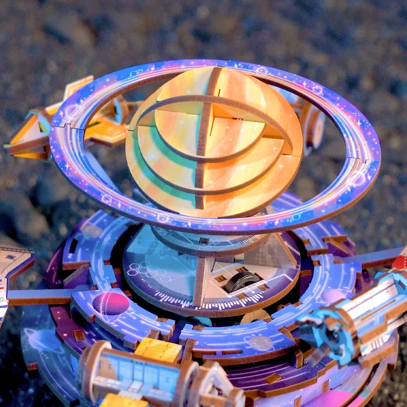 大人用木製オルゴールパズル DIY 回転式 3D クリエイティブ音楽クラフトモデル組み立てキット デスクデコレーション 誕生日プレゼントに最適