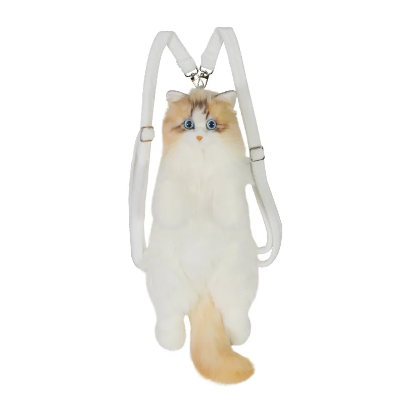 Pop Vlam Lijn Kat Pluche Rugzak Cadeau voor Meisjes Kinderen Rugzak Vriendin Dames Meisjes Witte Kerstkussens Gevulde Tas