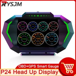 Digital Car LCD HUD GPS OBD2 Head Up Display Slope Meter Speed Alarm KM/H MPH Speedometer Tachometer Water Temp Boost Gauge