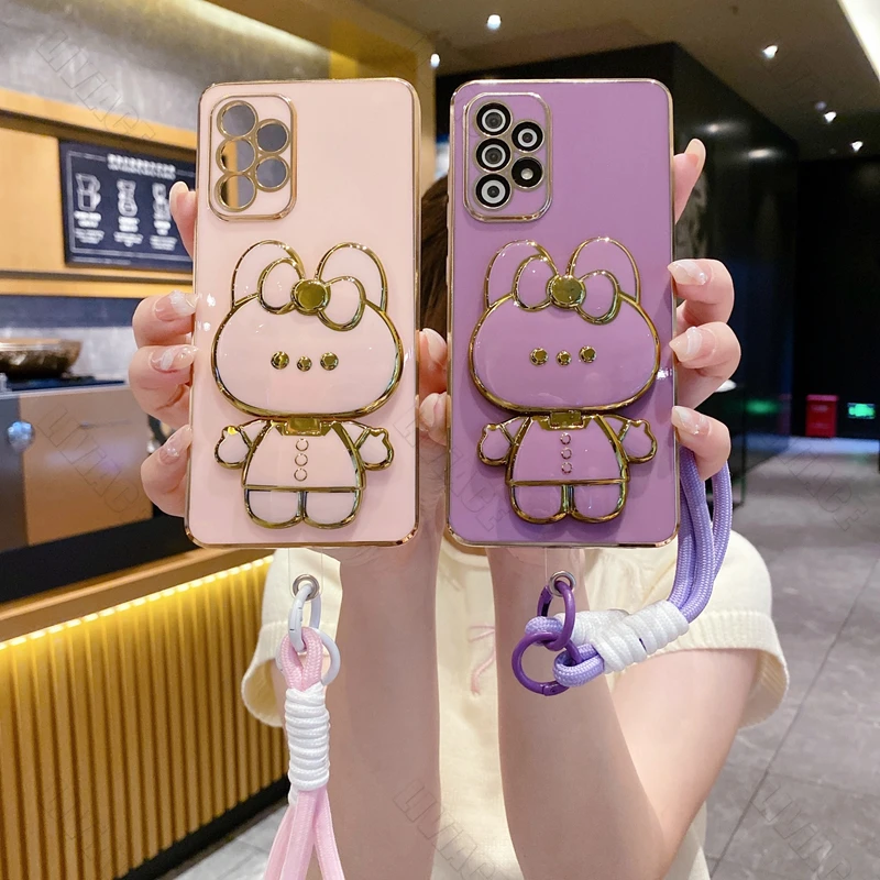 J 7 Cute Rabbit Wrist Phone Strap Holder Case On For Samsung Galaxy J2 J3 J4 J5 J6 J7 J330 J530 J730 Prime Plus 2017 Stand Cover