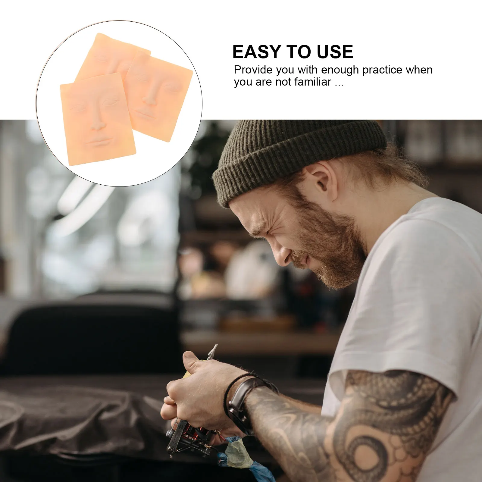 

3pcs Silicone Face Skin for Tattoo Practice Durable Elastic Practical Eyebrow Tattooing Beginner Artist Useful Quality Price