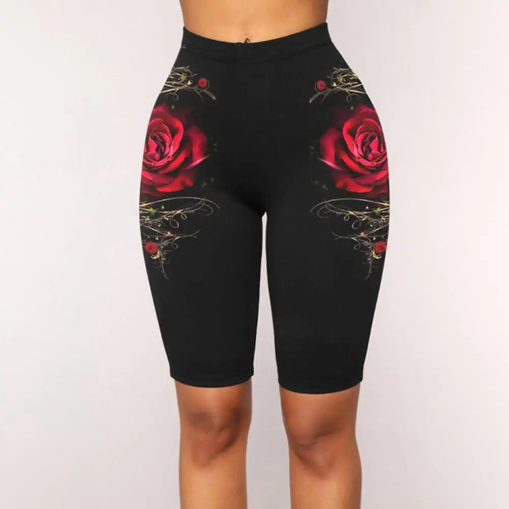 Short de Yoga à motif floral pour femmes, pantalon de survêtement, taille haute, slim, de sport, Leggings de Fitness, pour dames