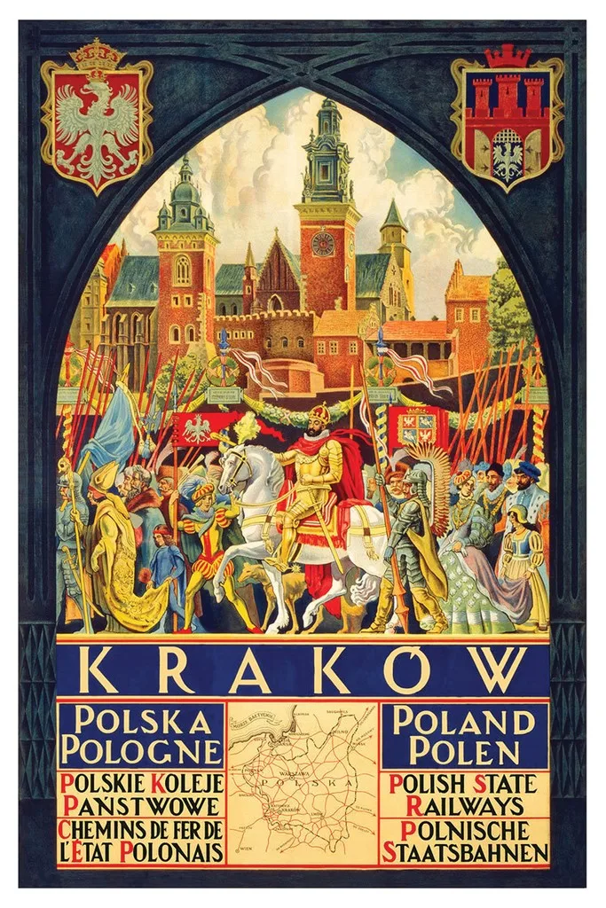 Krakow Polska Poland Vintage Travel Art Print Poster Picture Print Poster