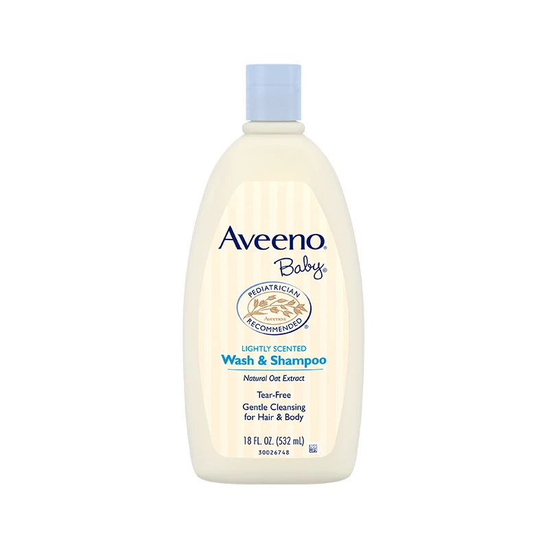 Aveeno baby lightly scented wash&shampoo natural oat extract tear-free gentle cleansing for hair & body 532ml