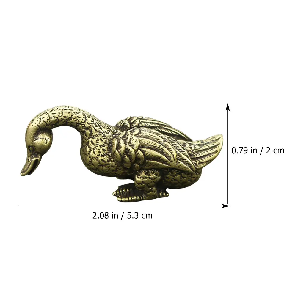 1Pcs Mini Brass Duck Ornament Retro Desktop Decor Vintage Adornment Home Office Brass Decor Compact Premium Craft Golden Tone
