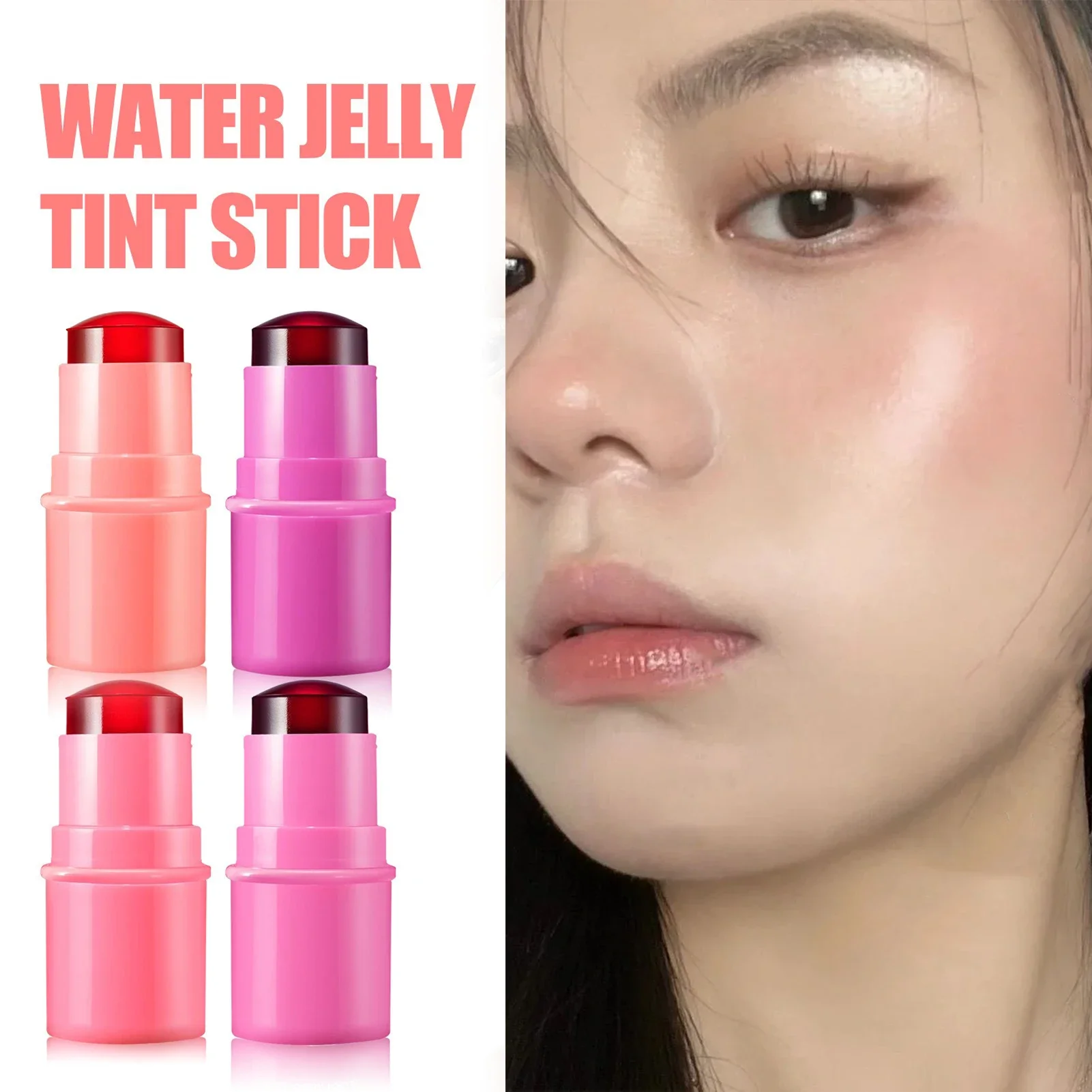 Gelei Textuur Blush Stick Aloë Hydraterende Lip Wangvlek 3-In-1 Gezicht Contour Rouge Make-Up Helderder Perzik Roze Koraal Getint