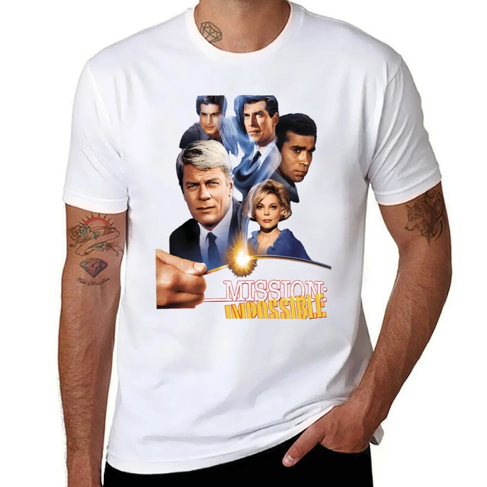 Retro Impossible Mission 60s Cast Tribute T-Shirt Casual Simple Design Short Sleeve Shirt