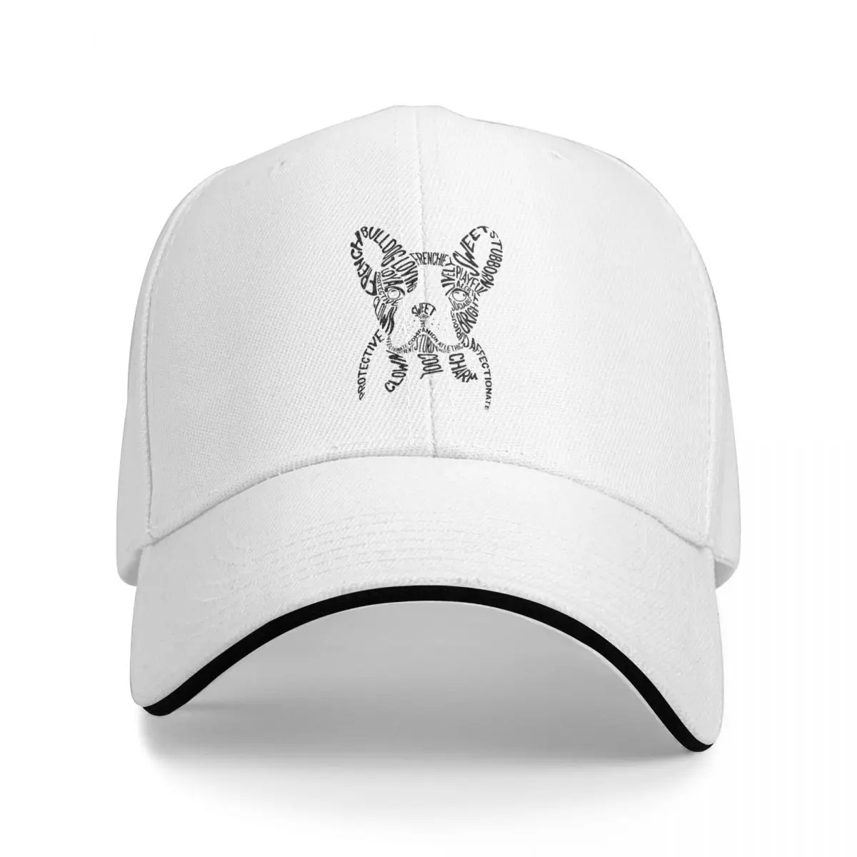 

Words Design Black French Bulldog Frenchie Dog Washed Men's Baseball Cap Windproof Trucker Snapback Caps Dad Hat Golf Hats