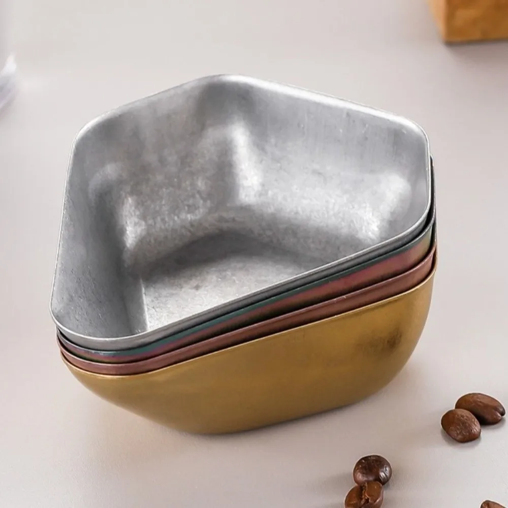 Stainless Steel Coffee Bean Dosing Cup Retro Smooth Surface Bean Weighing Tray Stackable Wear-resistant Measuring Tray Office