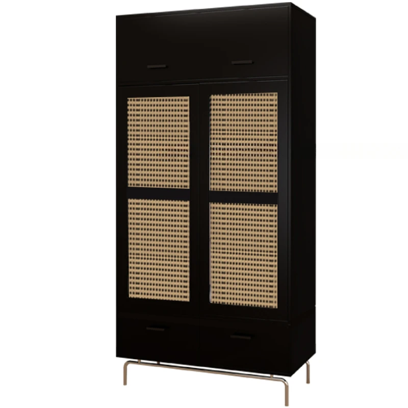 

Vine Weaving Vintage Wardrobe Bedroom Black Storage Small Unit Homestay Household Door Storage