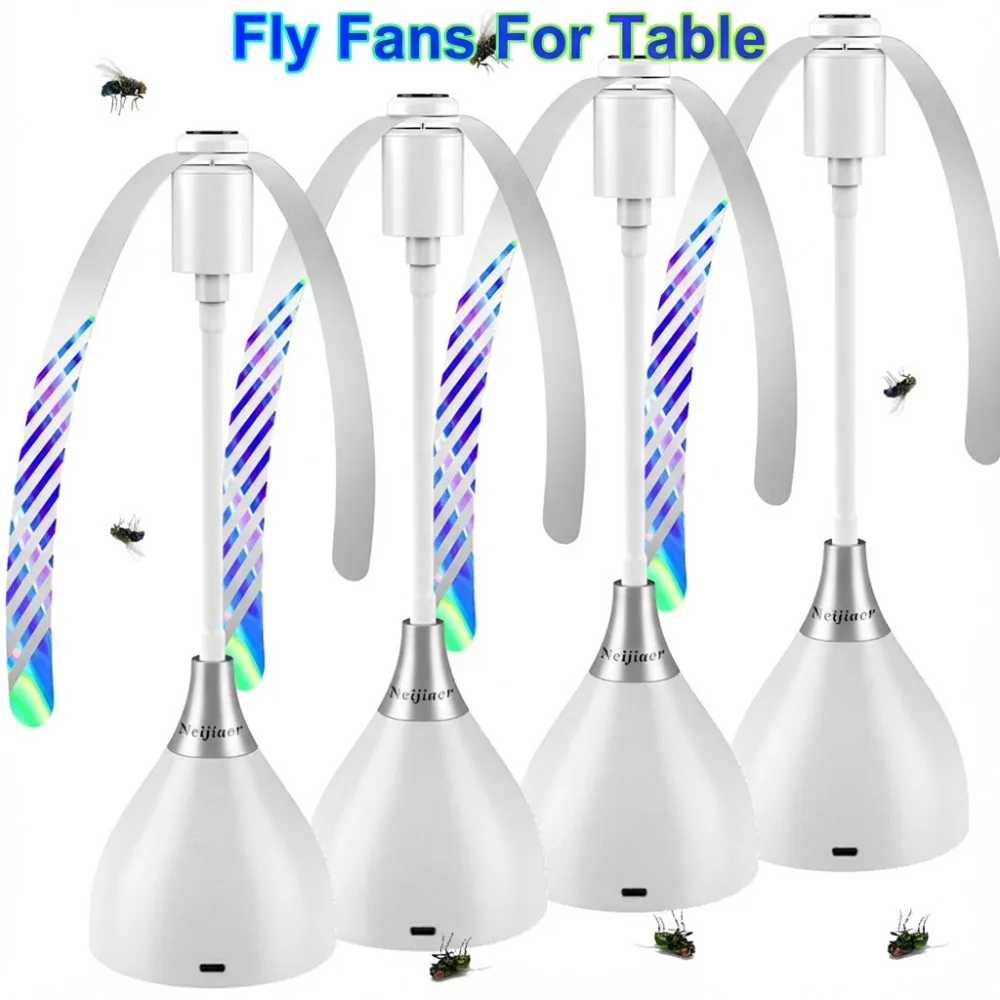 Fly Fans for Tables, Fly Repellent Fan with Soft Blades, USB or Batteries Powered, Soundless and Portable, for Picnic BBQ Party